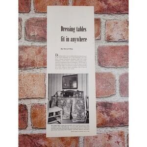 1950 Dressing Tables Fit Anywhere Vtg Print Article by‎ Mary O'Day MCM Decor